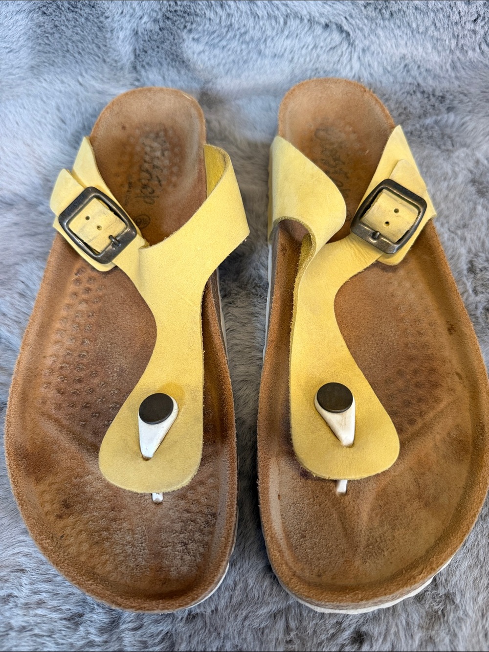 Yellow Women’s Toe-Post Sandals with Buckle